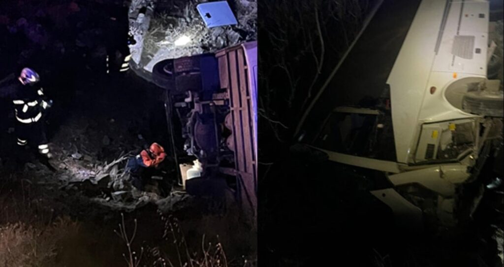 Maden işçilerini taşıyan midibüs uçuruma yuvarlandı: 15 yaralı